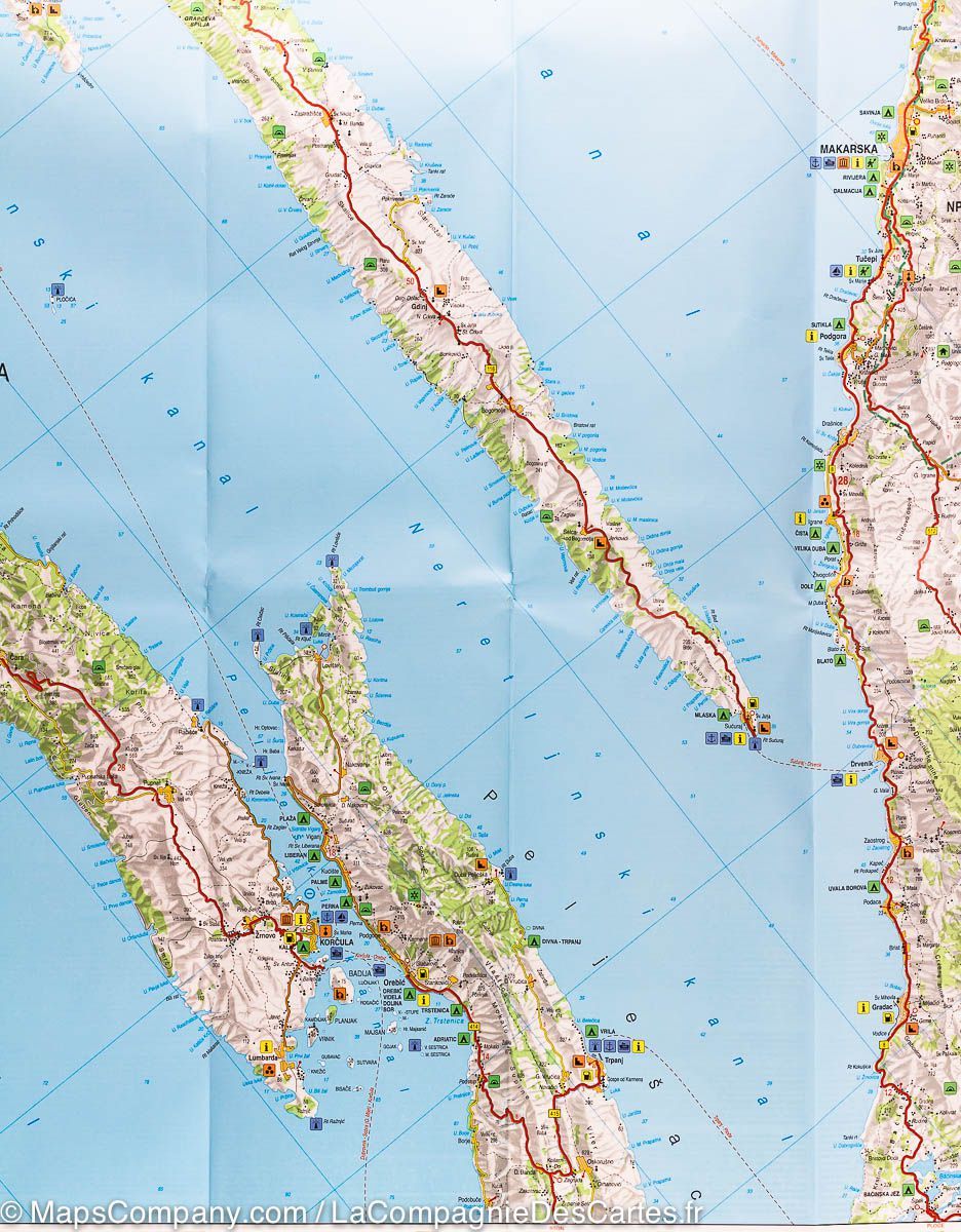 Carte routière - Côte de Dalmatie Centrale n° 3 (Brac, Hvar, Split) | Freytag & Berndt carte pliée Freytag & Berndt 