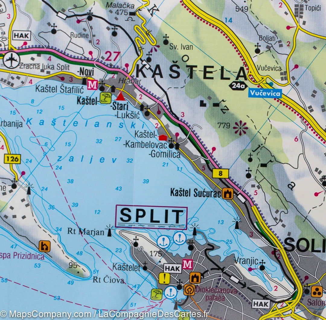 Carte routière - Côte de Dalmatie n° 2 (Sibenik, Split, Vis) | Freytag & Berndt carte pliée Freytag & Berndt 