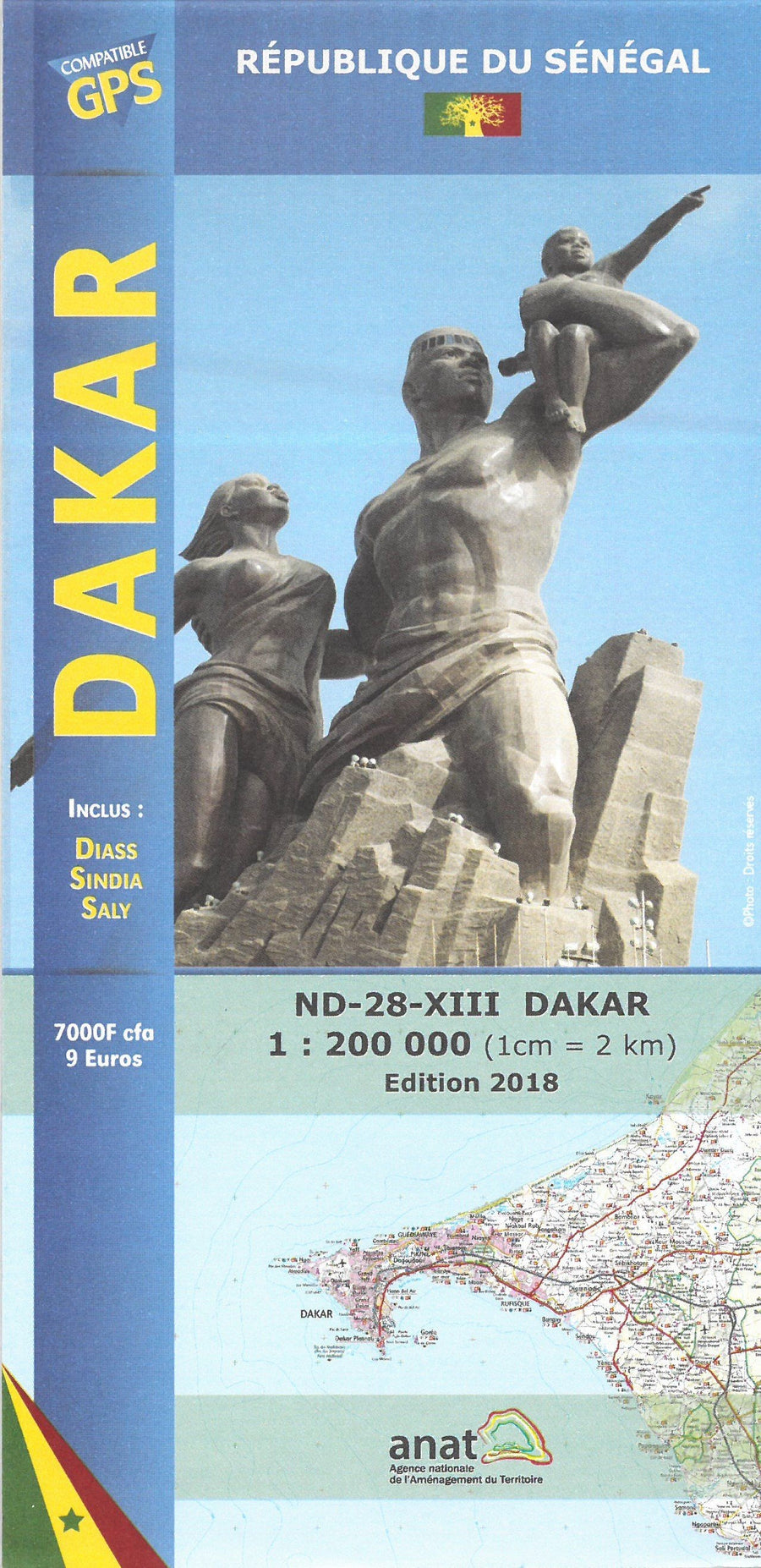 Carte routière - Dakar incluant Diass, Sindia, Saly | Laure Kane carte pliée Laure Kane 