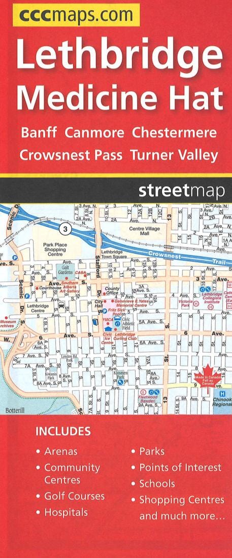 Lethbridge and Area Road Map | MapArt carte pliée 