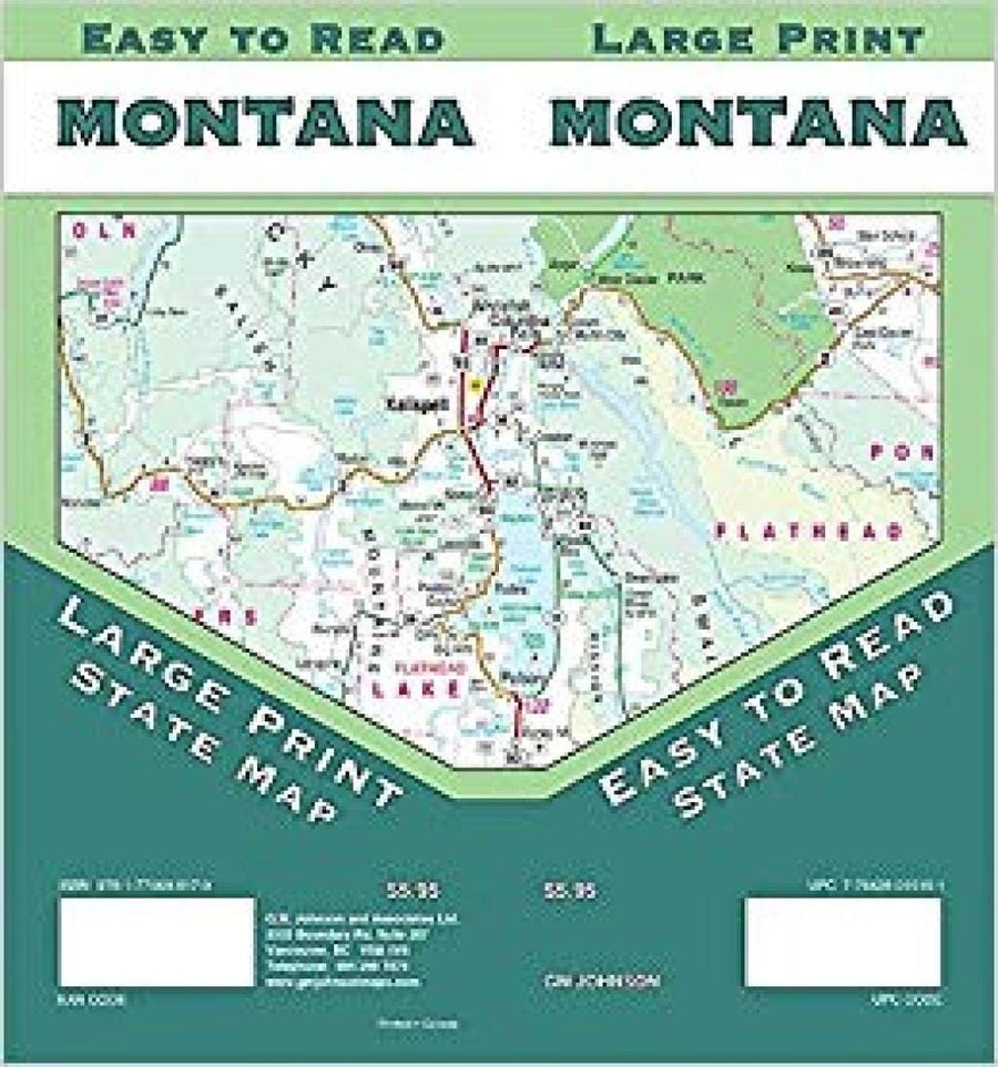 Montana Large Print Road Map | GM Johnson Road Map 