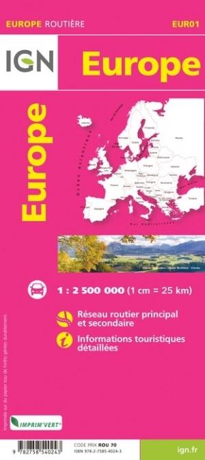 Carte routière de l'Europe | IGN - La Compagnie des Cartes