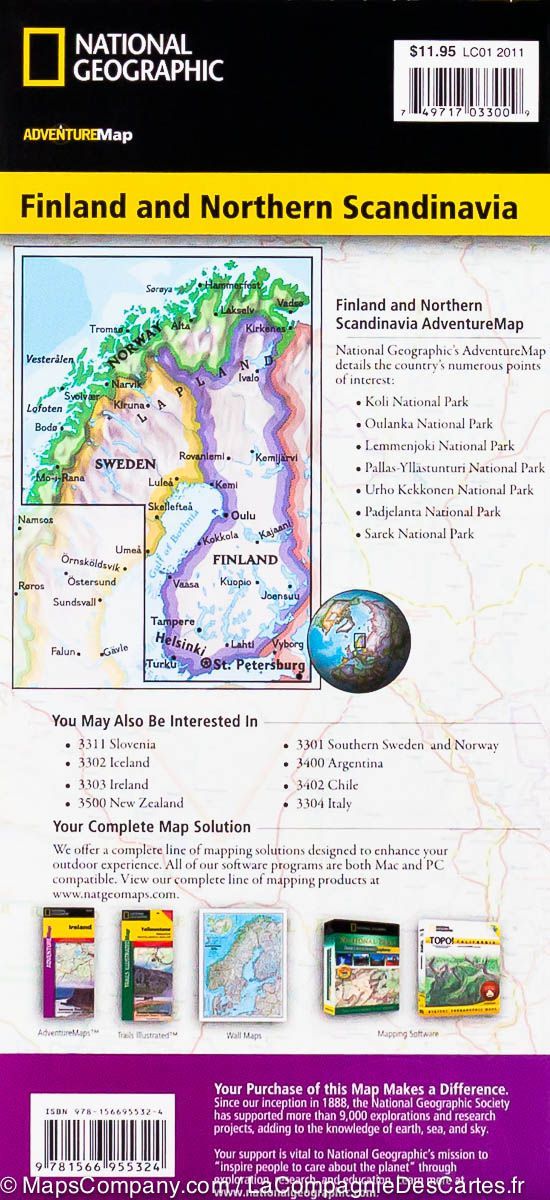 Carte routière - Finlande & Scandinavie Nord | National Geographic carte pliée National Geographic 