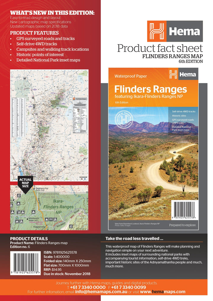 Carte routière - Flinders Ranges (Australie Méridionale) | Hema Maps carte pliée Hema Maps 