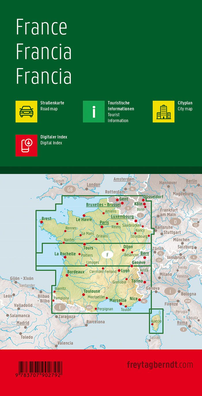 Carte routière - France (impression recto-verso) | Freytag & Berndt carte pliée Freytag & Berndt 