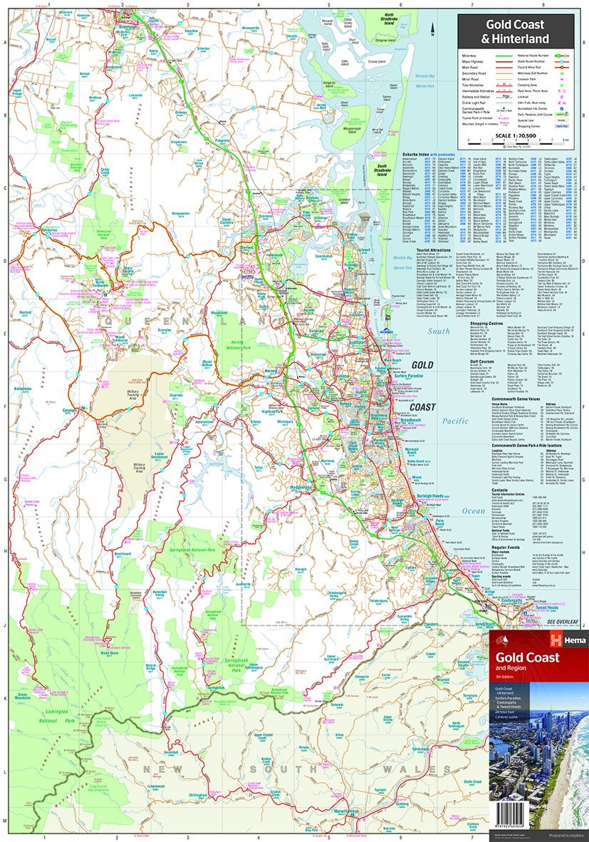 Carte routière - Gold Coast et de sa région (Queensland, Australie) | Hema Maps carte pliée Hema Maps 