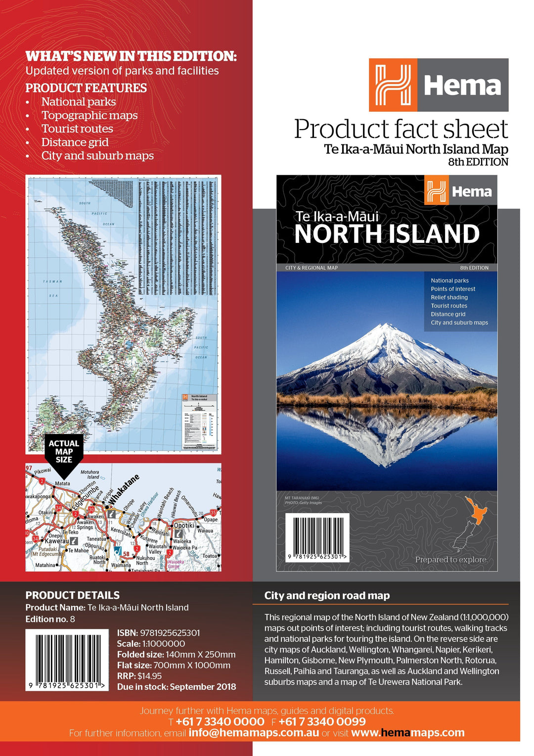 Carte routière - Ile du Nord (Nouvelle Zélande) | Hema Maps carte pliée Hema Maps 