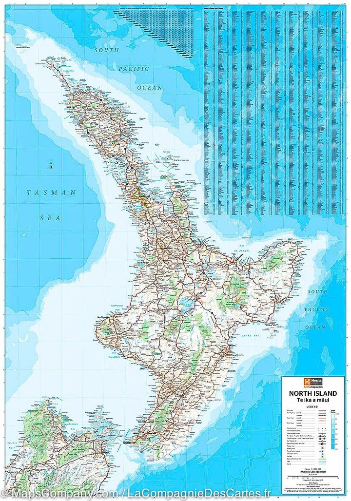 Carte routière de l'Ile du Nord (Nouvelle Zélande) | Hema Maps - La Compagnie des Cartes