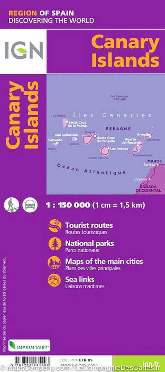 Carte routière - Iles Canaries | IGN carte pliée IGN 