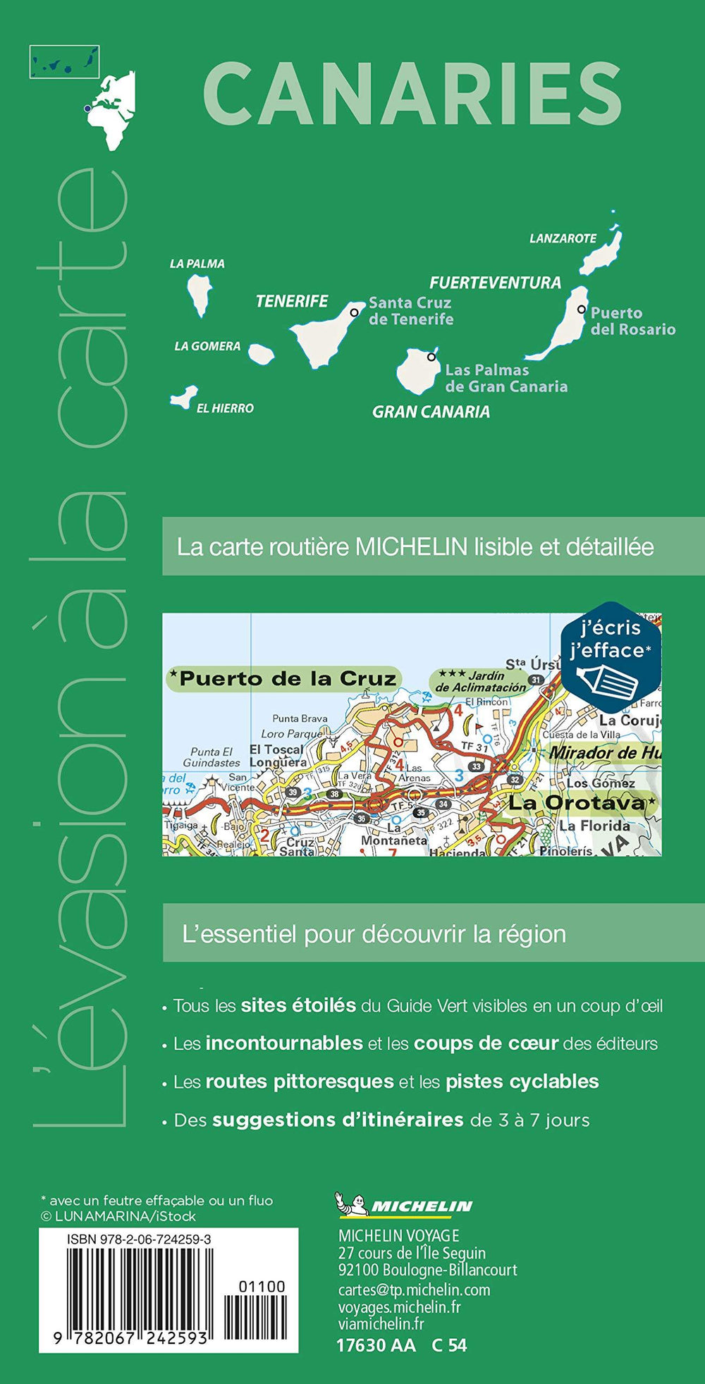 Carte routière - îles Canaries (plastifiée) | Michelin carte pliée Michelin 