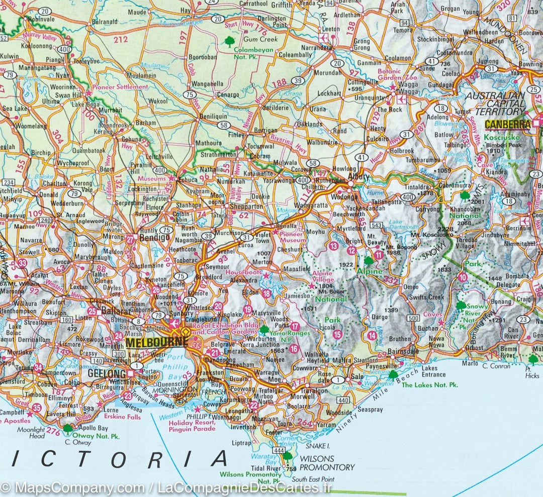 Carte routière de l'Australie | Nelles Map - La Compagnie des Cartes