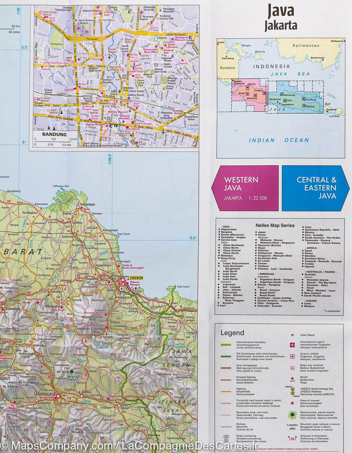 Carte routière imperméable - Java & plan de Jakarta (Indonésie) | Nelles Map carte pliée Nelles Verlag 