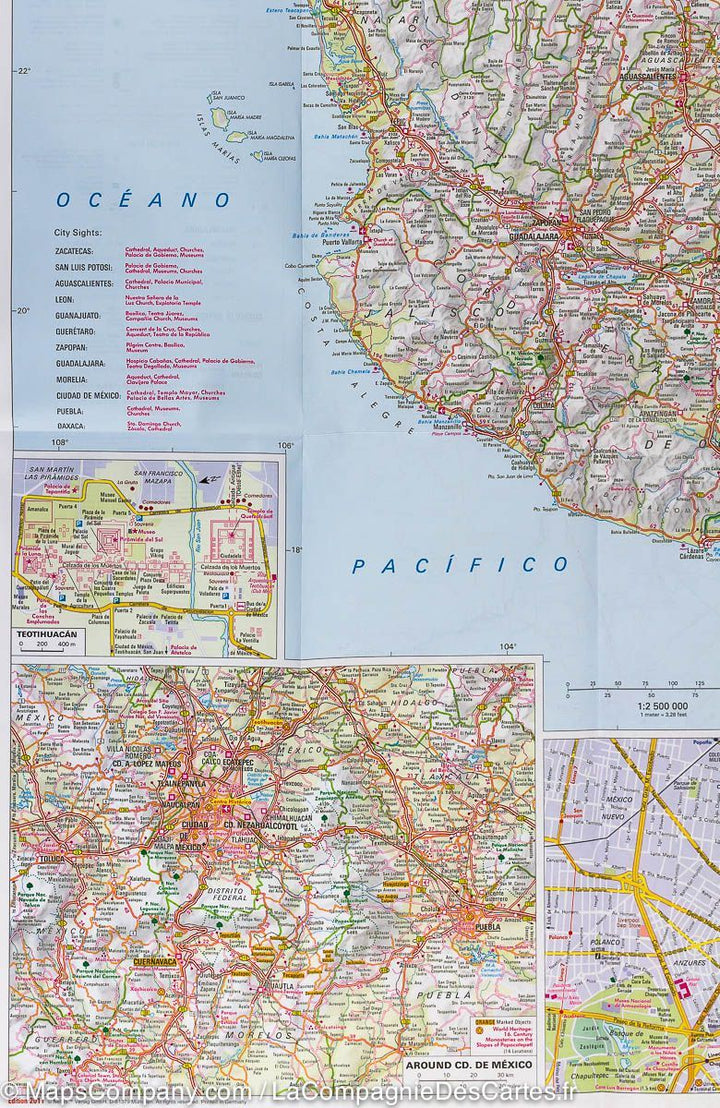 Carte routière du Mexique, Guatemala, Belize et Salvador | Nelles Map - La Compagnie des Cartes