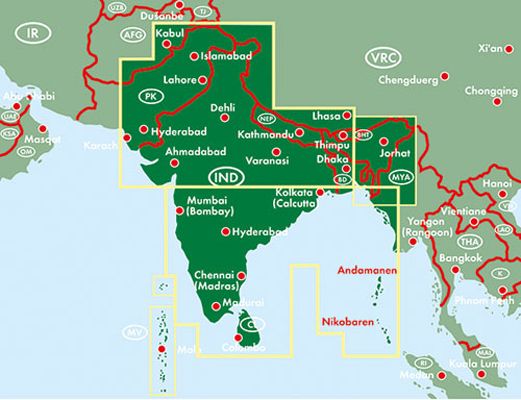 Carte routière - Inde, Nepal, Bangladesh | Freytag & Berndt carte pliée Freytag & Berndt 