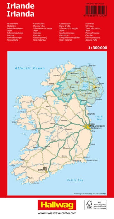 Carte routière - Irlande | Hallwag carte pliée Hallwag 