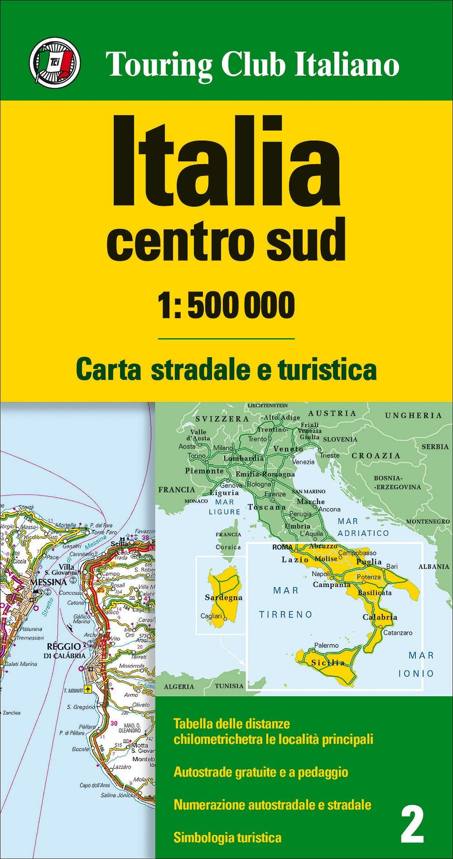Carte routière - Italie Centre & Sud | Touring Club Italiano-1/500 000 carte pliée Touring 