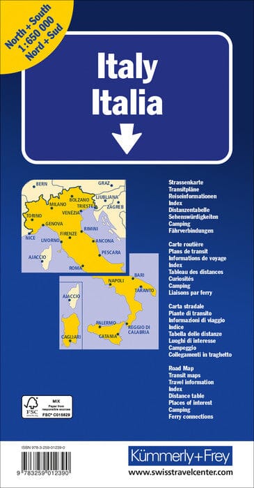 Carte routière - Italie Nord+Sud | Kümmerly & Frey carte pliée Kümmerly & Frey 