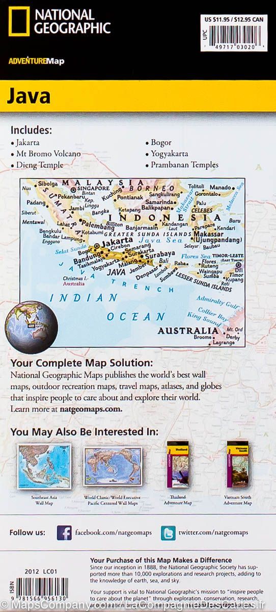 Carte routière - Java | National Geographic carte pliée National Geographic 