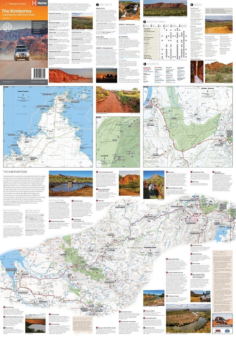 Carte routière - Kimberley, Gibb River Road (Australie Occidentale) | Hema Maps carte pliée Hema Maps 