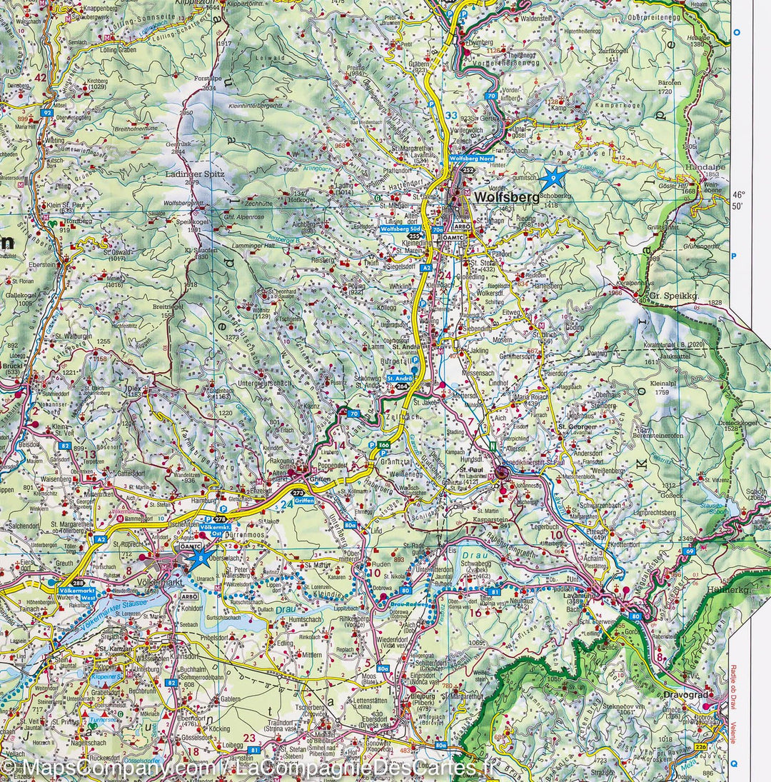 Carte routière du Land de Carinthie (Autriche) | Freytag & Berndt - La Compagnie des Cartes