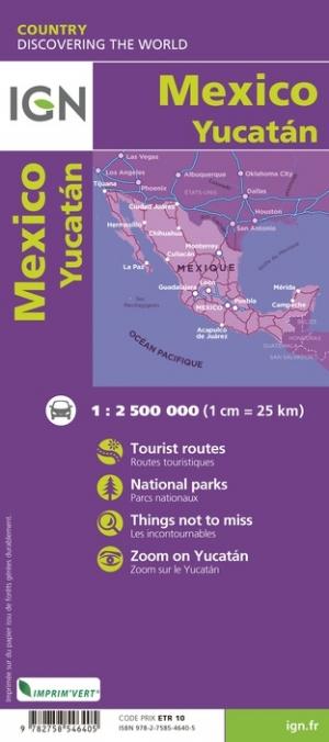 Carte routière - Mexique, incluant le Yucatan | IGN carte pliée IGN 