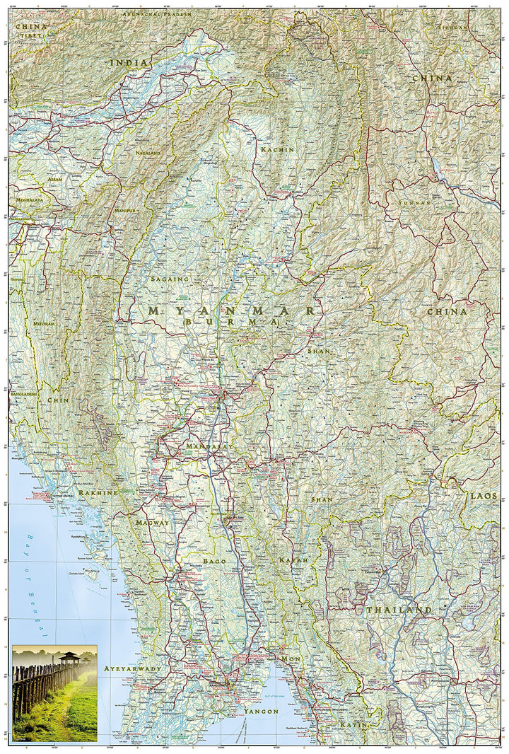 Carte routière - Myanmar | National Geographic carte pliée National Geographic 