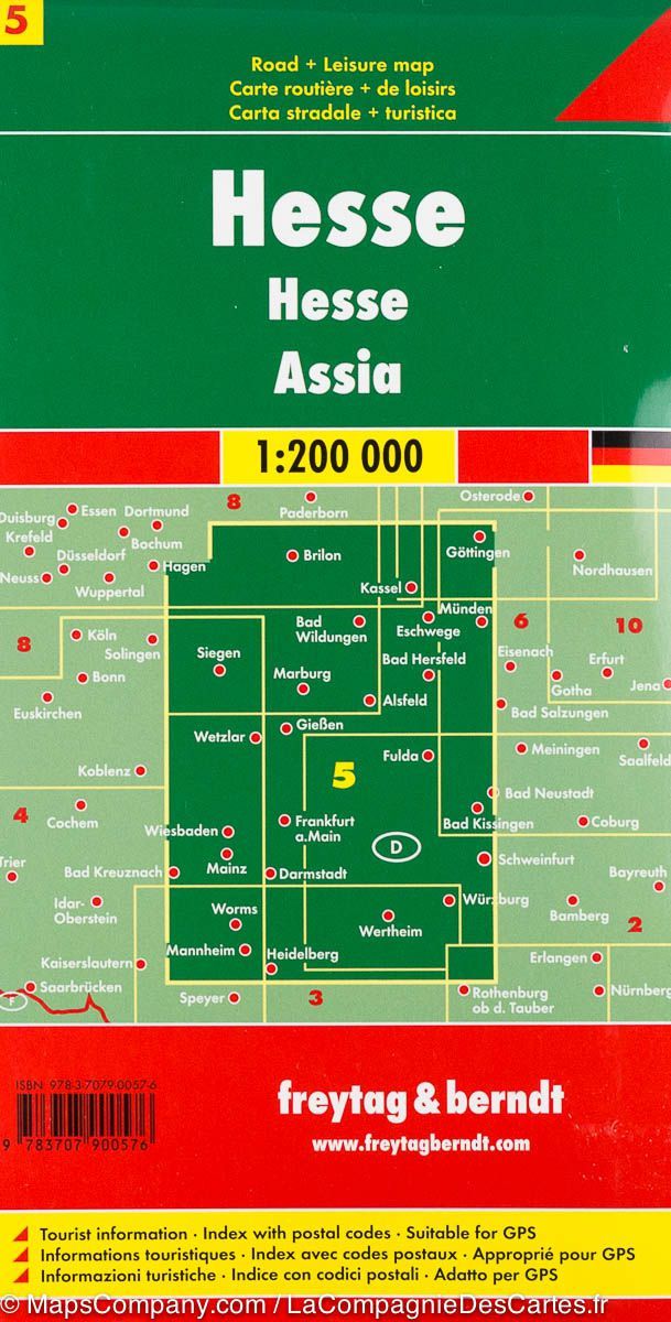 Carte routière du Land de Hesse (Allemagne) | Freytag &#038; Berndt - La Compagnie des Cartes