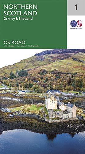 Carte routière n° 1 - Ecosse - Orkney & Shetland | Ordnance Survey - Road carte pliée Ordnance Survey 