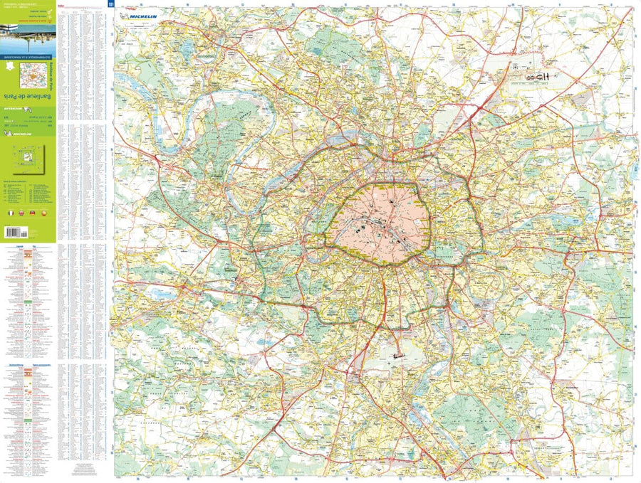 Carte routière n° 101 - Banlieue de Paris - VERSION MURALE ET PLASTIFIEE | Michelin carte murale grand tube Michelin 