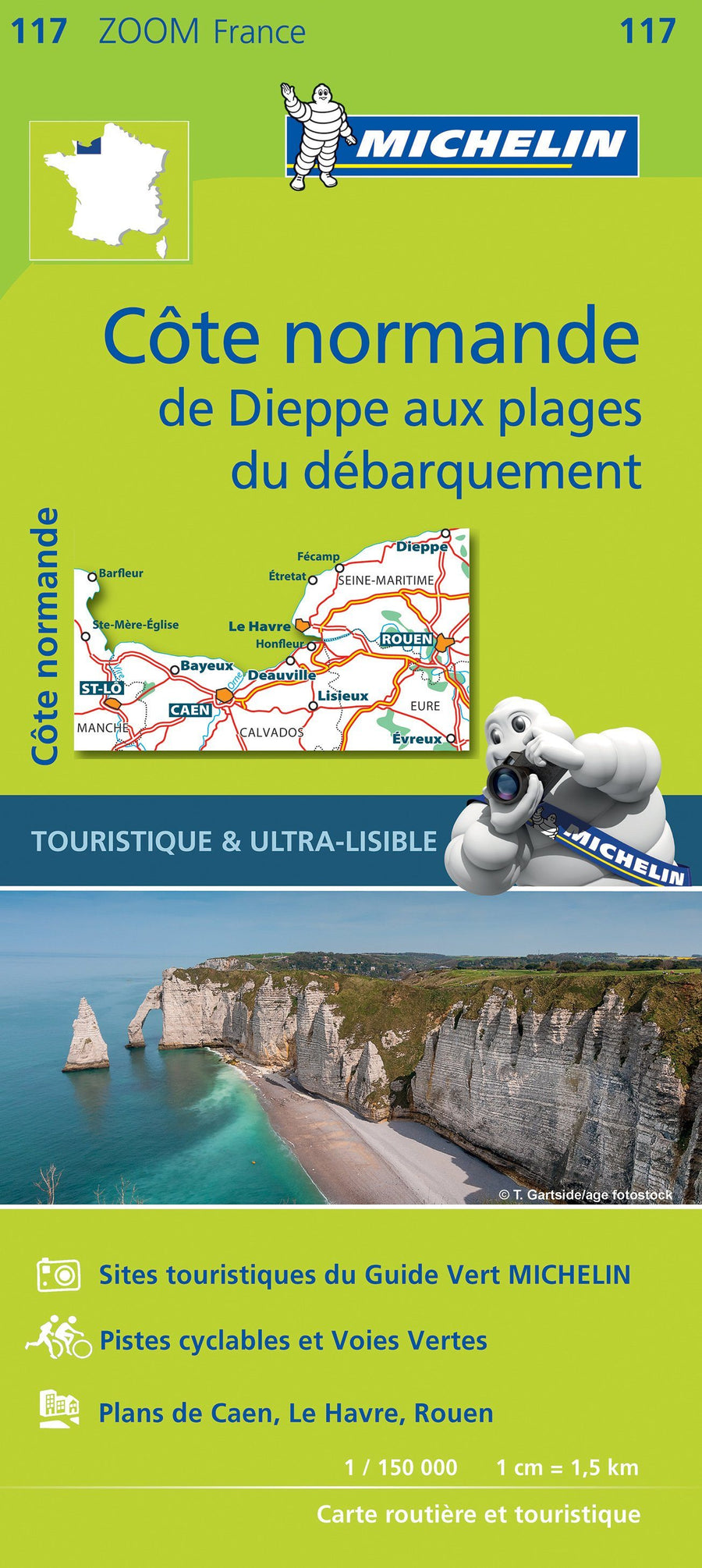 Carte routière n° 117 - Normandie côtière, de Dieppe aux plages du débarquement | Michelin carte pliée Michelin 