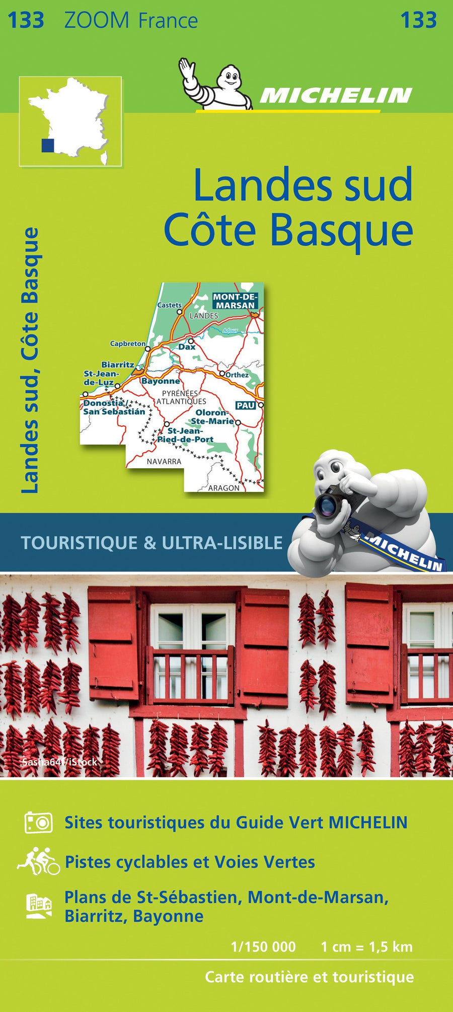 Carte routière n° 133 - Landes Sud & Côte Basque | Michelin carte pliée Michelin 