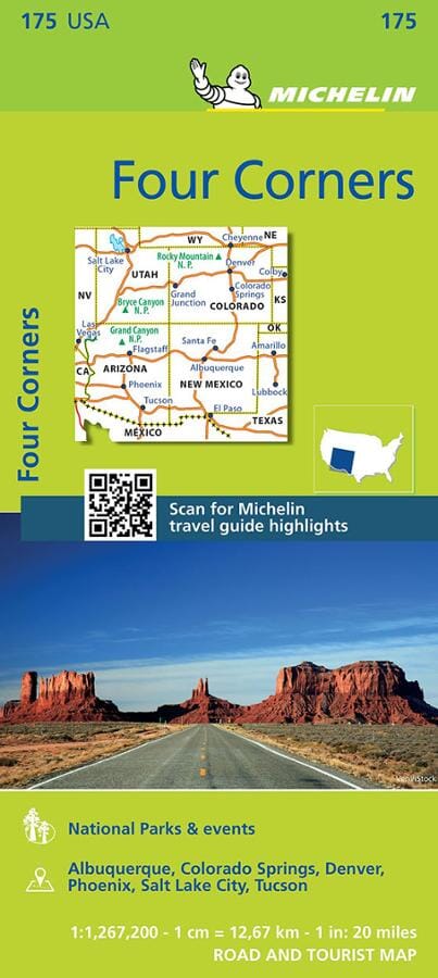 Carte routière n° 175 - Four Corners : Sud des Rocheuses : Arizona, Colorado, Nouveau Mexique, Utah (Etats-Unis) | Michelin carte pliée Michelin 