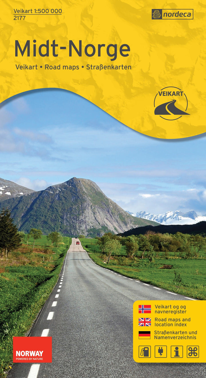 Carte routière n° 2177 - Norvège Centrale | Nordeca - Veikart carte pliée Nordeca 