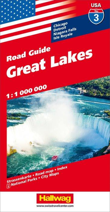Carte routière n° 3 - Région des Grands lacs (USA) | Hallwag carte pliée Hallwag 