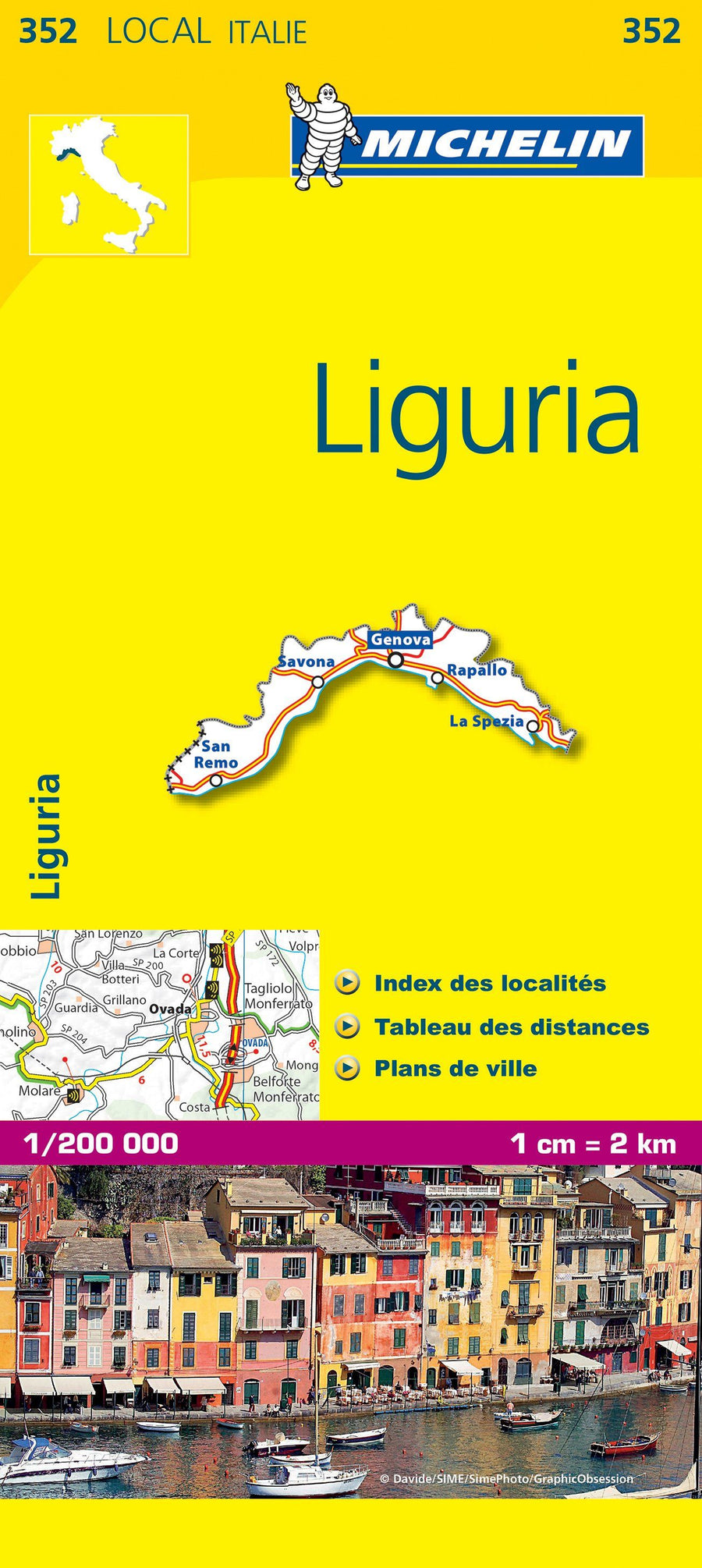 Carte routière n° 352 - Ligurie (Italie) | Michelin carte pliée Michelin 