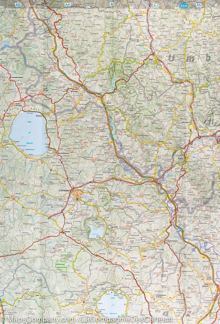 Carte routière du Lazio (région de Rome, Italie) | Michelin - La Compagnie des Cartes