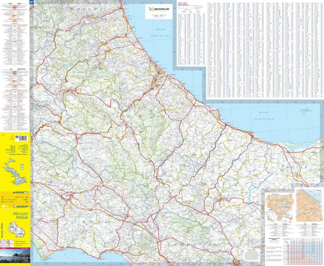 Carte routière n° 361 - Abruzzes et Molise (Région d'Aquila) | Michelin carte pliée Michelin 