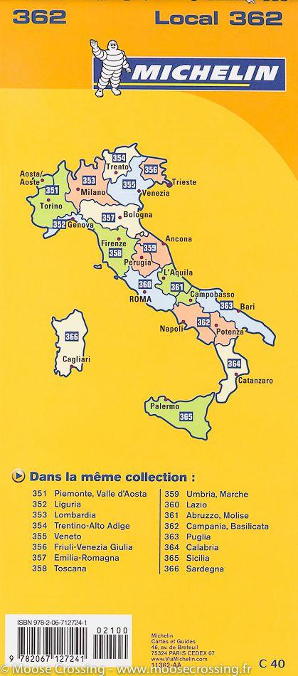 Carte routière n° 362 - Campanie et Basilicate (sud de l'Italie) | Michelin carte pliée Michelin 