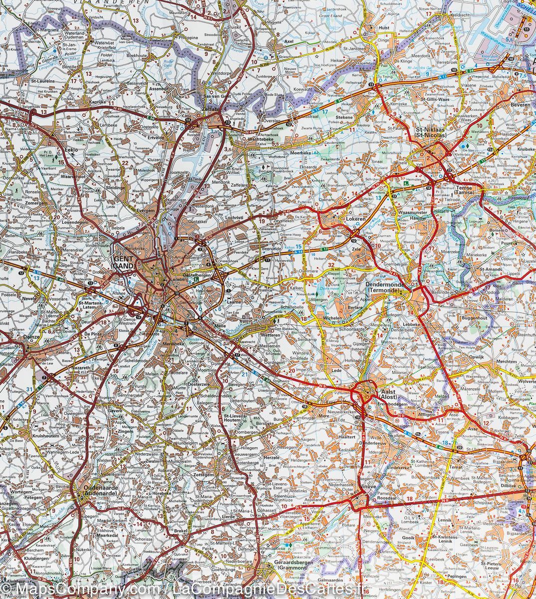 Carte routière de la Belgique Nord et Centre | Michelin - La Compagnie des Cartes