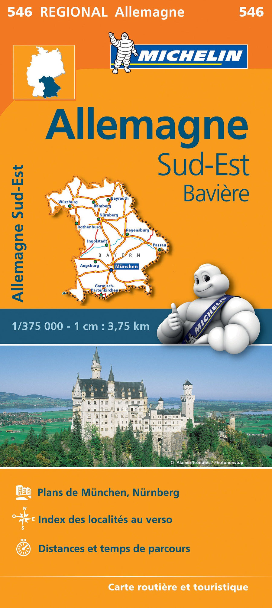 Carte routière n° 546 - Allemagne Sud-Est & Bavière | Michelin carte pliée Michelin 