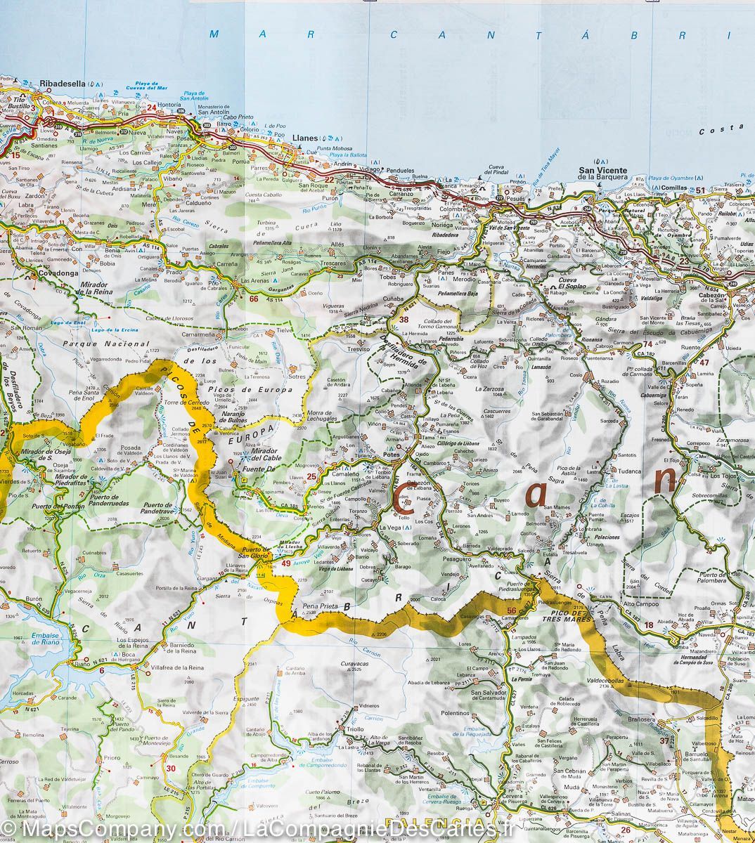 Carte routière n° 572 - Espagne nord-est (Asturies, Cantabrie) | Michelin carte pliée Michelin 