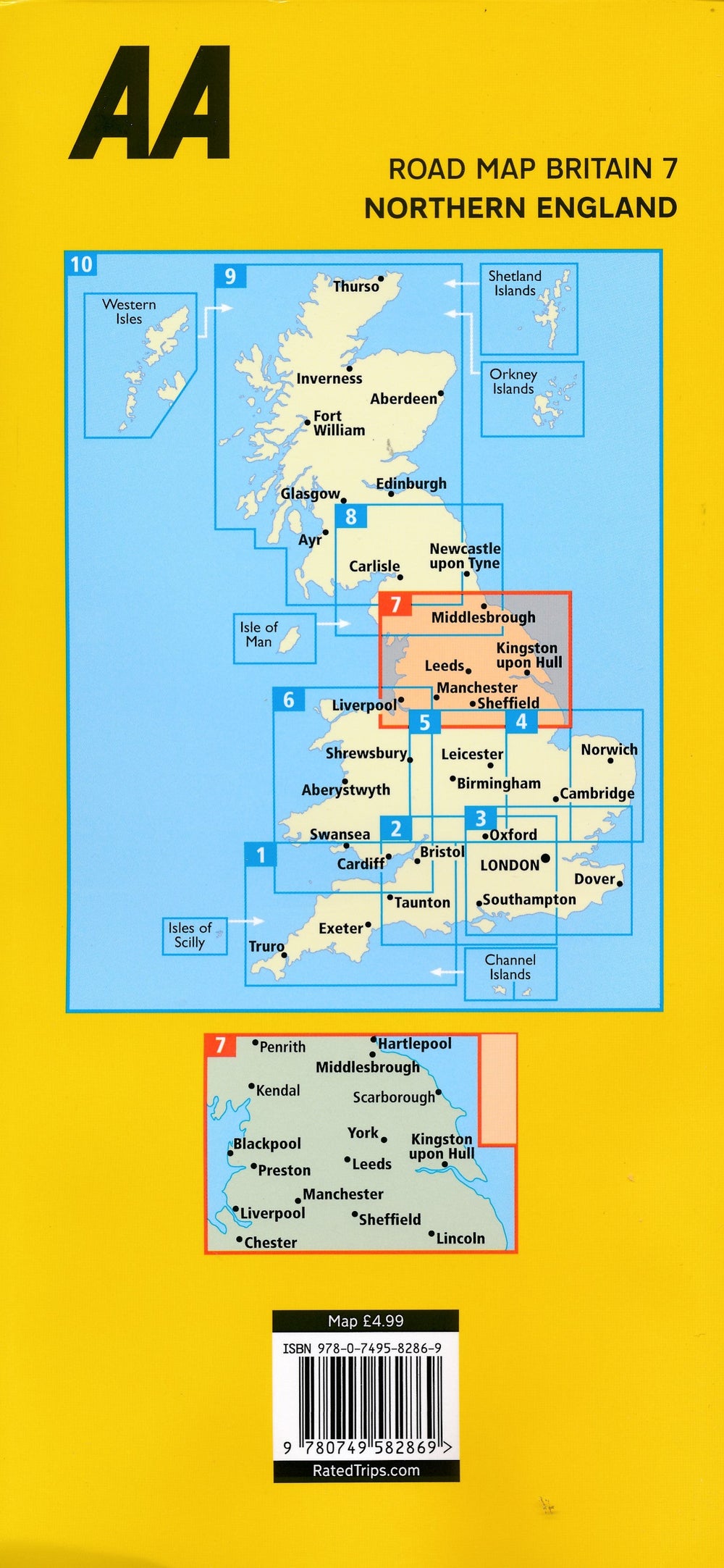 Carte routière n° 7 - Angleterre Nord | AA Publishing carte pliée AA Publishing 