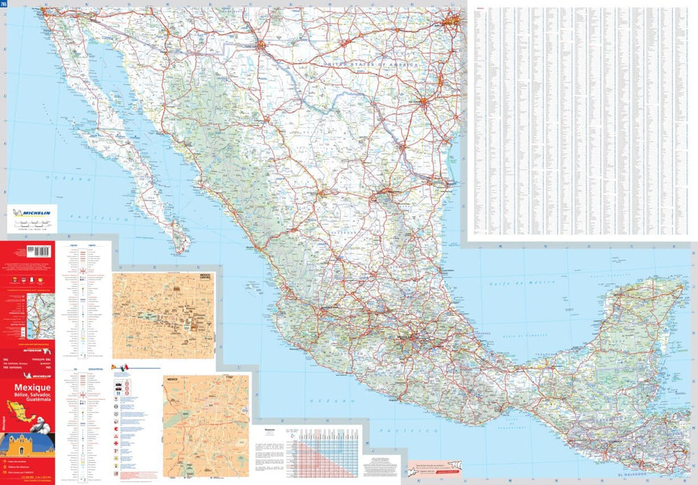 Carte routière n° 765 - Mexique, Bélize, Salvador et Guatemala | Michelin carte pliée Michelin 