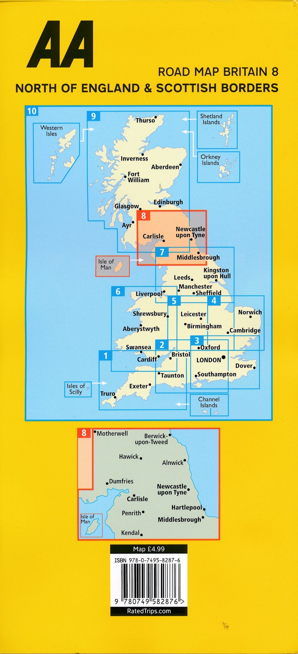 Carte routière n° 8 - Angleterre Nord & Ecosse Sud | AA Publishing carte pliée AA Publishing 