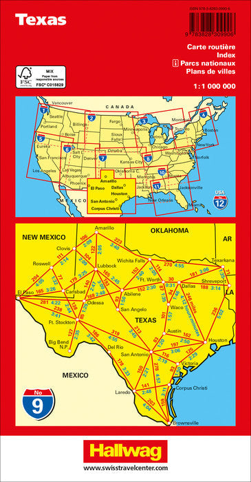 Carte routière n° 9 - Texas | Hallwag carte pliée Hallwag 