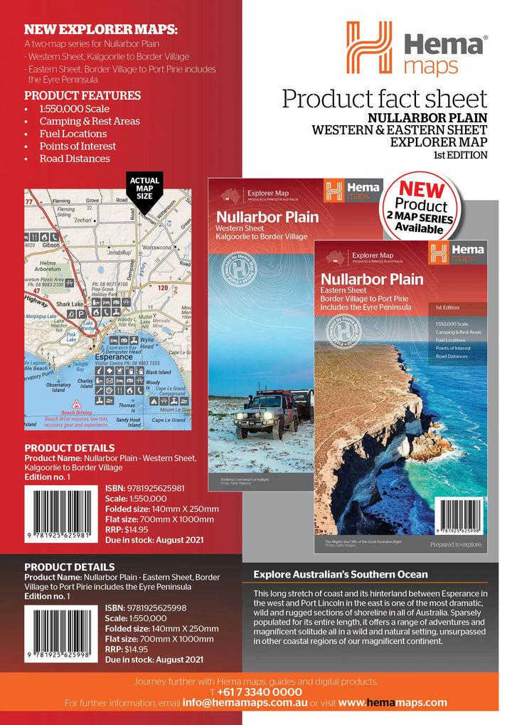 Carte routière - Nullarbor Plain - Ouest : Kalgoorlie to Border Village (Australie Méridionale) | Hema Maps carte pliée Hema Maps 