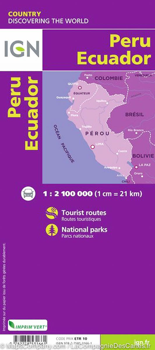 Carte routière - Pérou & Equateur | IGN carte pliée IGN 