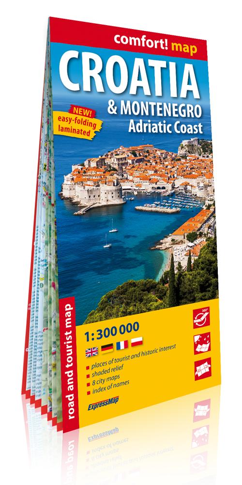 Carte routière plastifiée - Croatie, Monténégro, Côte Adriatique | Express Map carte pliée Express Map 