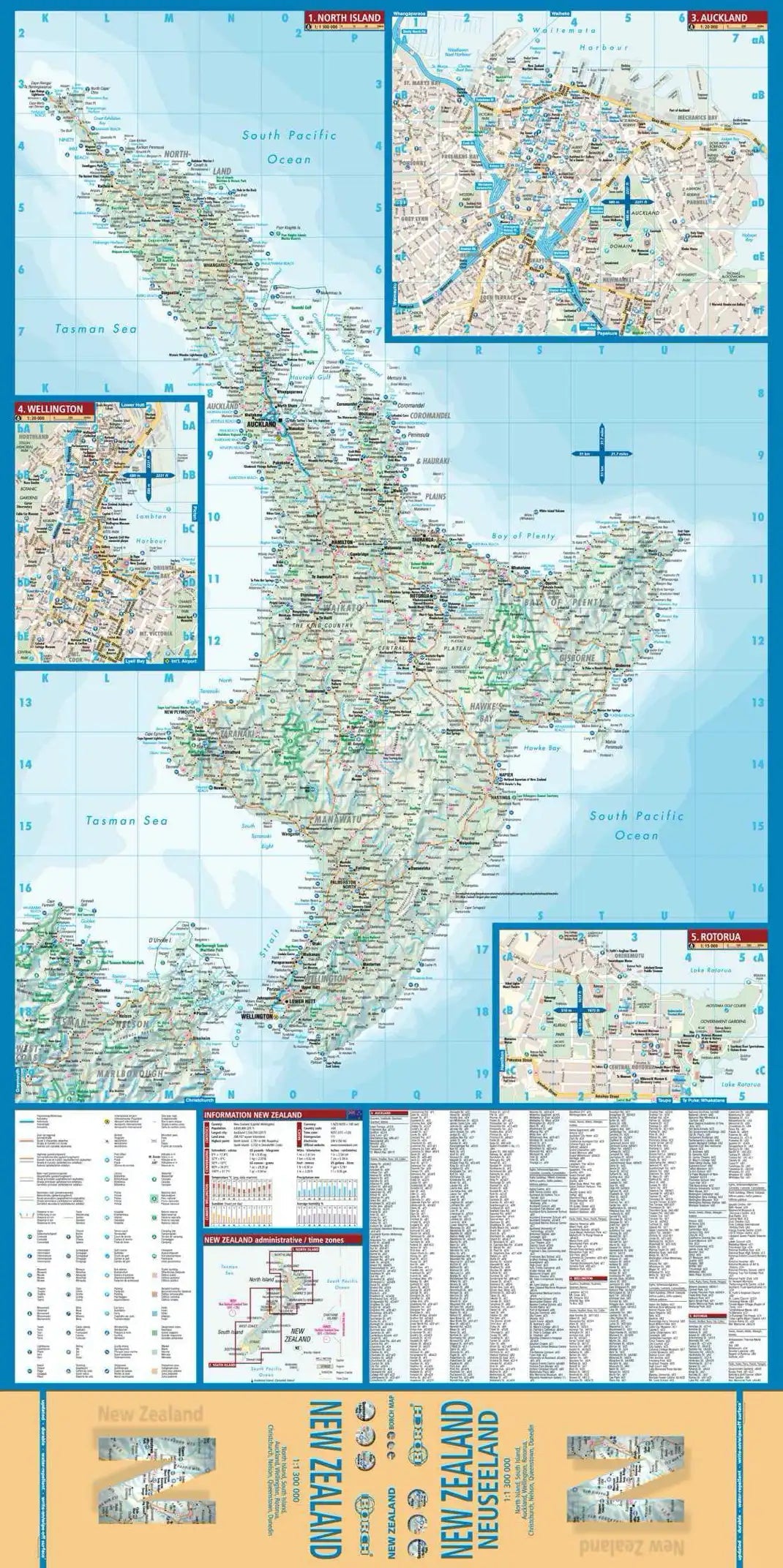 Carte routière plastifiée - Nouvelle Zélande | Borch Map carte pliée Borch Map 