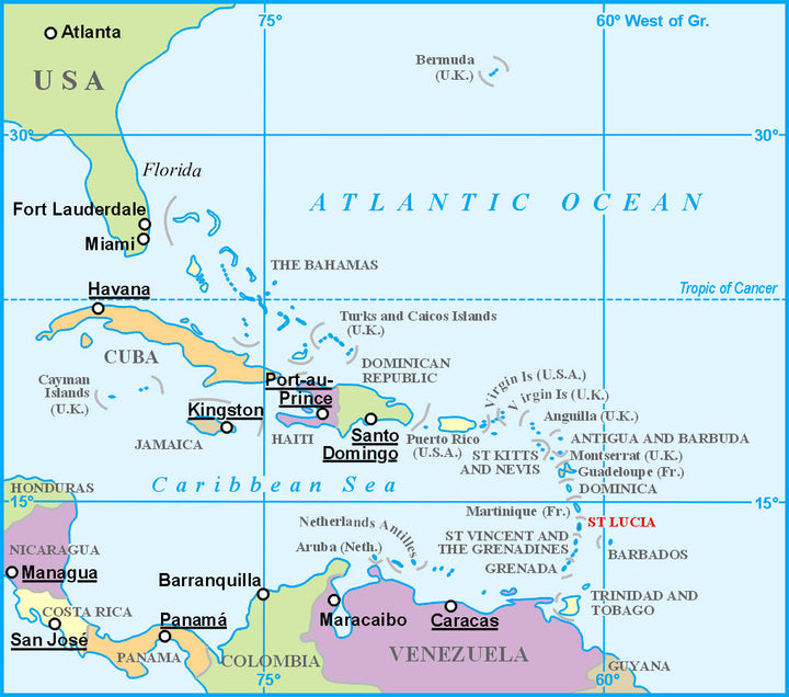 Carte routière - Sainte Lucie (Antilles) | Gizi Map carte pliée Gizi Map 